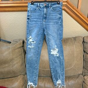 American Eagle Outfitters High Rise Distressed Blue Jeans